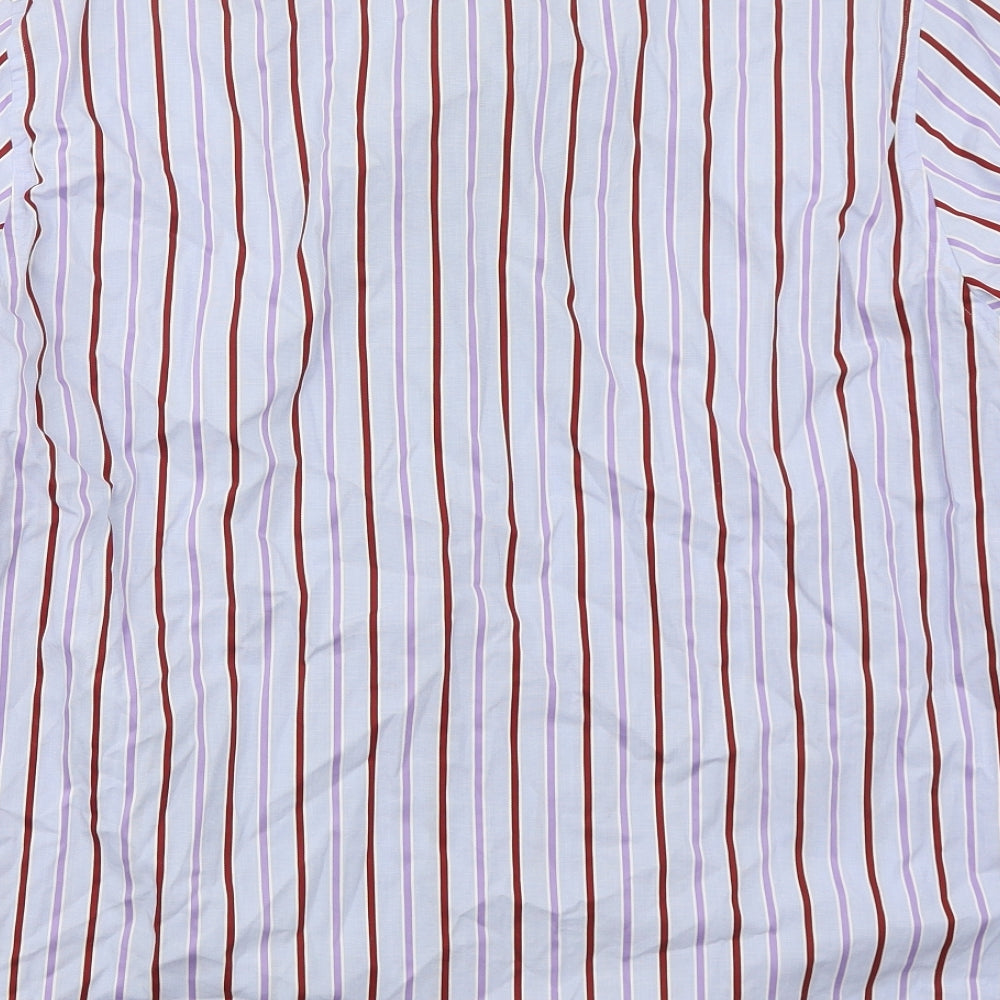 Marks and Spencer Mens Blue Striped Cotton  Dress Shirt Size XL Collared Button