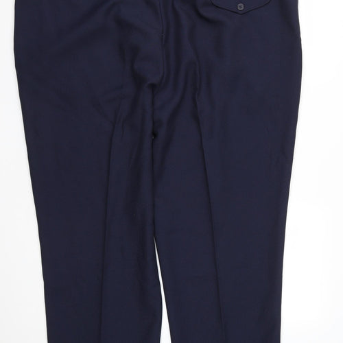 Premier Man Mens Blue  Polyester Trousers  Size 44 in L27 in Regular Zip