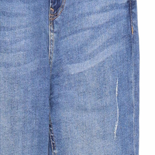 Denim & Co. Womens Blue  Cotton Straight Jeans Size 10 L29 in Regular Zip