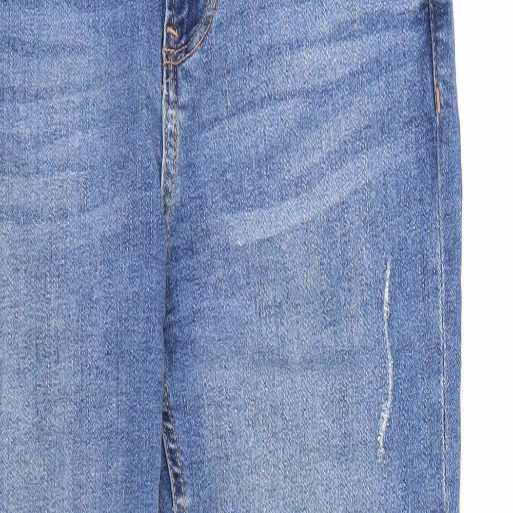 Denim & Co. Womens Blue  Cotton Straight Jeans Size 10 L29 in Regular Zip