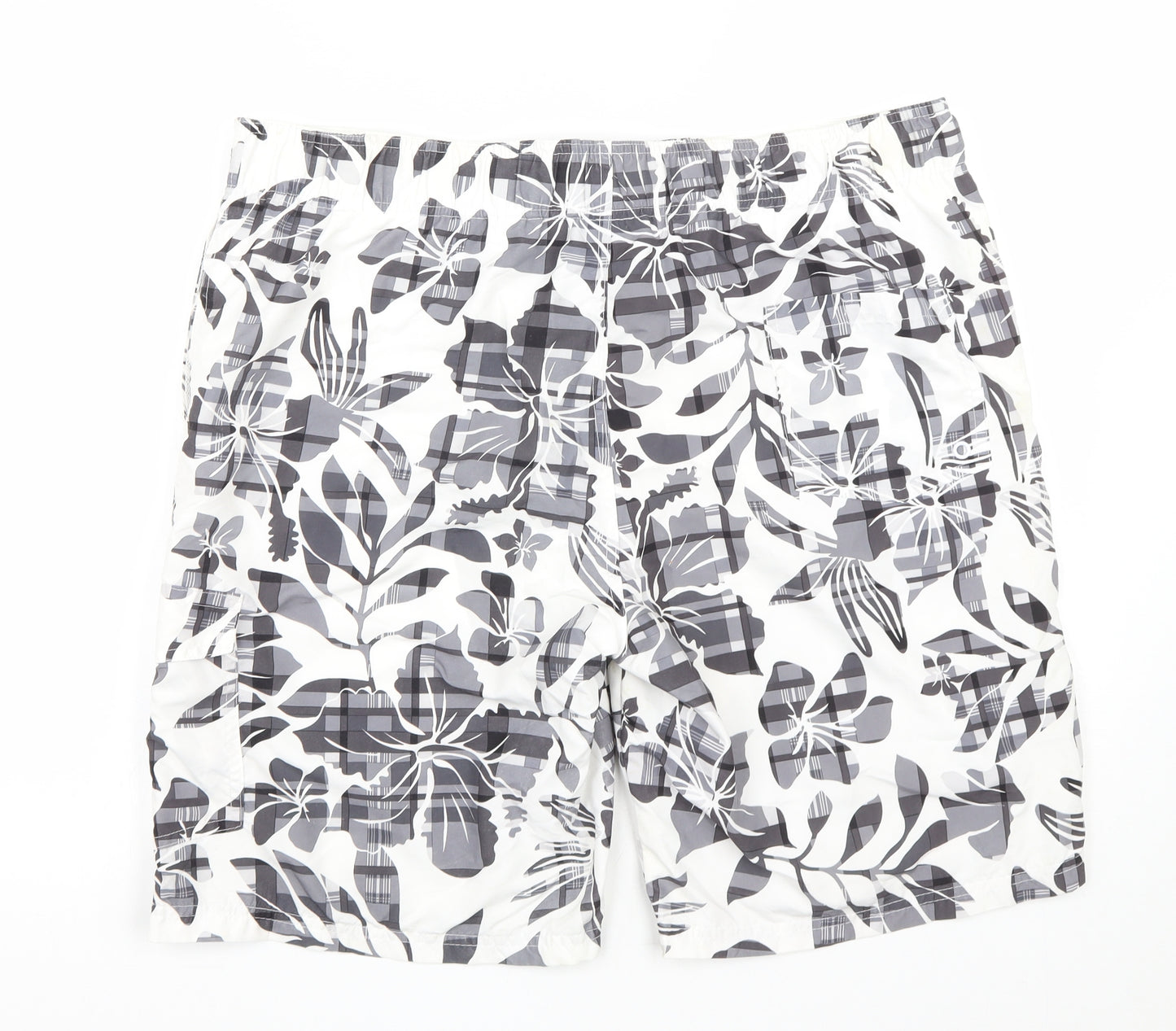 Cedar Wood State Mens White Geometric Polyester Cargo Shorts Size XL L9 in Regular Drawstring - Swimming Shorts