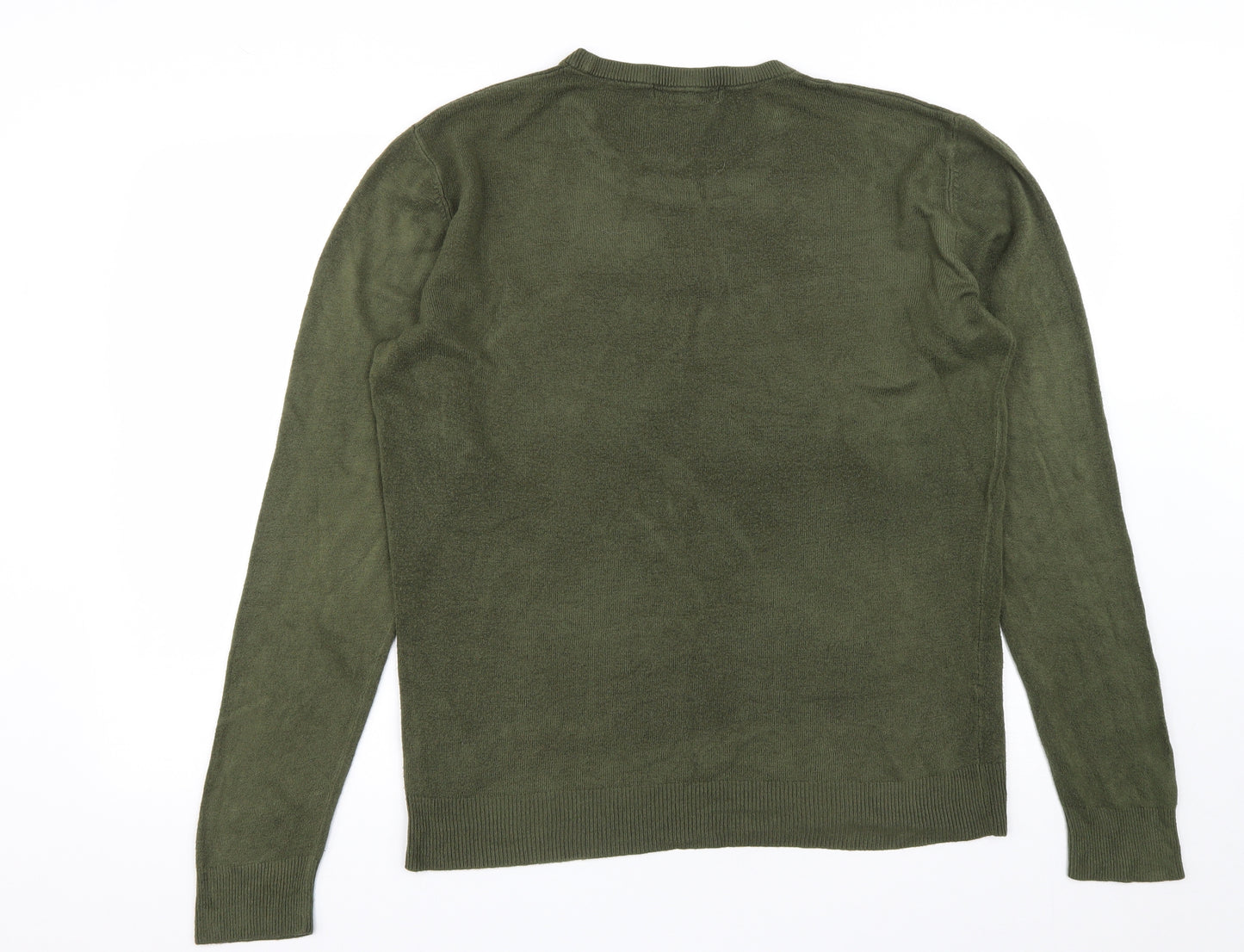 Primark Mens Green Round Neck  Acrylic Pullover Jumper Size L