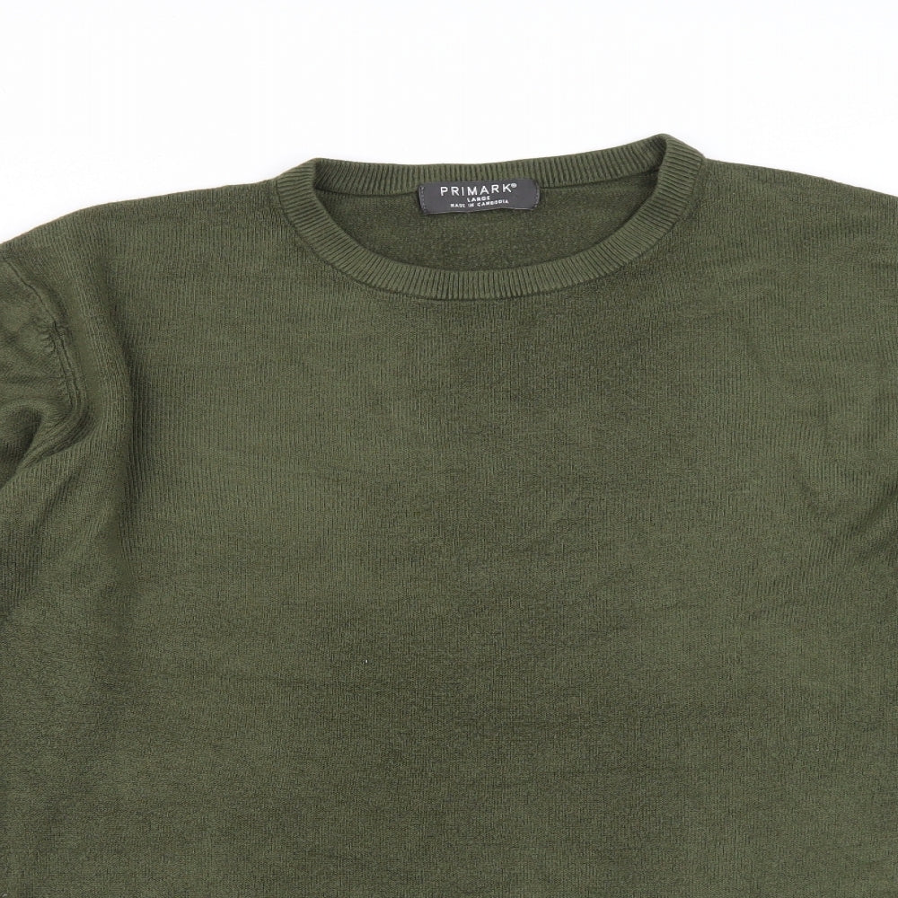 Primark Mens Green Round Neck  Acrylic Pullover Jumper Size L