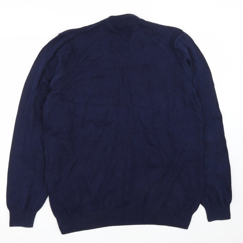 Marks and Spencer Mens Blue V-Neck  Cotton Pullover Jumper Size XL