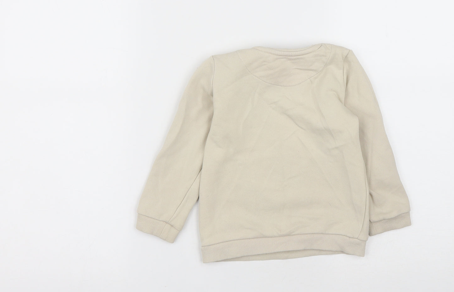 Marks and Spencer Boys Beige  Polyester Pullover Sweatshirt Size 2-3 Years  Snap - Dinosaur Print