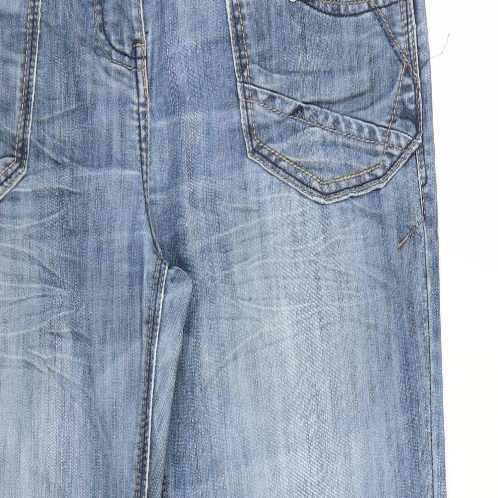 NEXT Womens Blue  Cotton Boyfriend Jeans Size 14 L29 in Regular Zip
