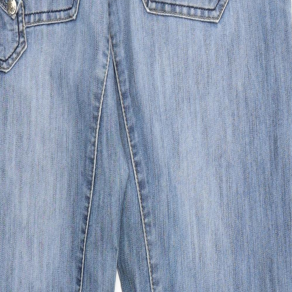 NEXT Womens Blue  Cotton Boyfriend Jeans Size 14 L29 in Regular Zip