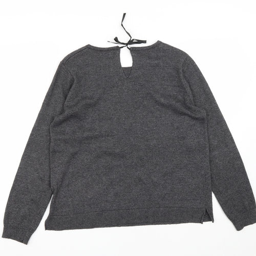 Matalan Womens Grey Round Neck  Polyester Pullover Jumper Size 16
