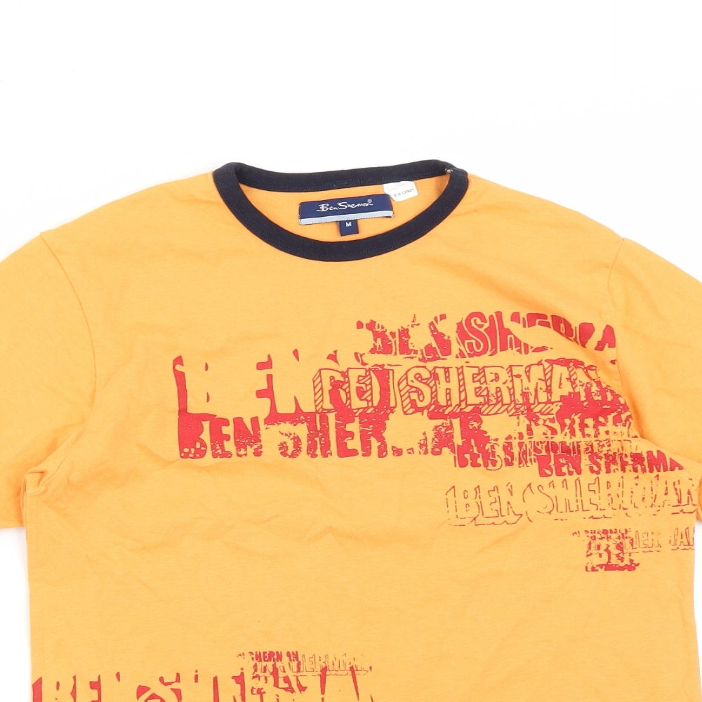 Ben Sherman Boys Orange  Cotton Basic T-Shirt Size M Round Neck