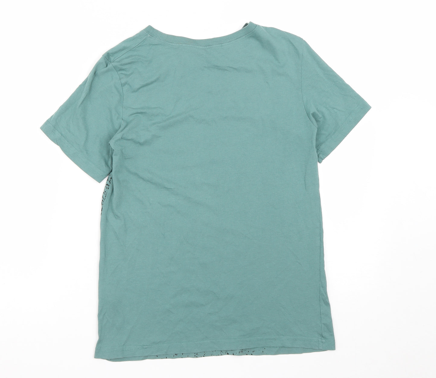 H&M Boys Green  Cotton Basic T-Shirt Size 10 Years Round Neck  - Size 10-12 Years