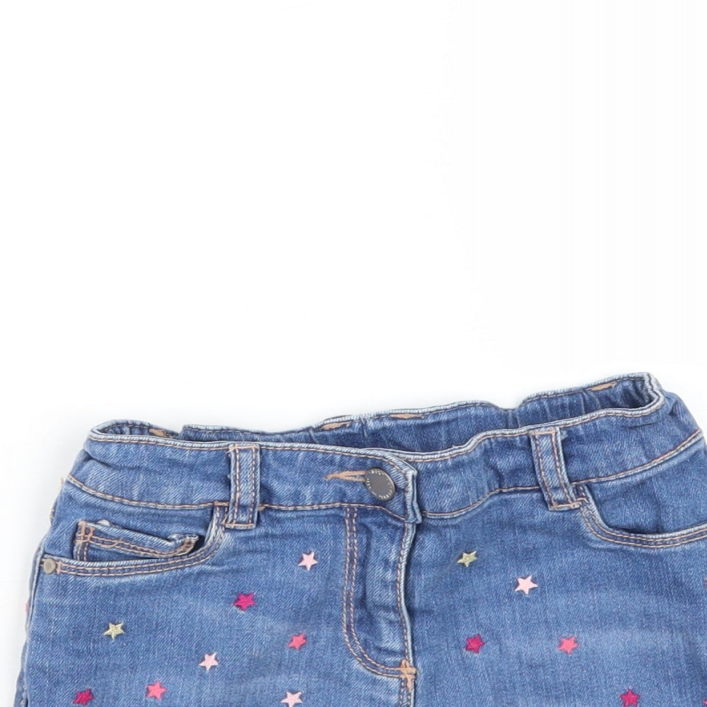 NEXT Girls Blue  Cotton Mini Skirt Size 7 Years  Regular Zip - Star Print