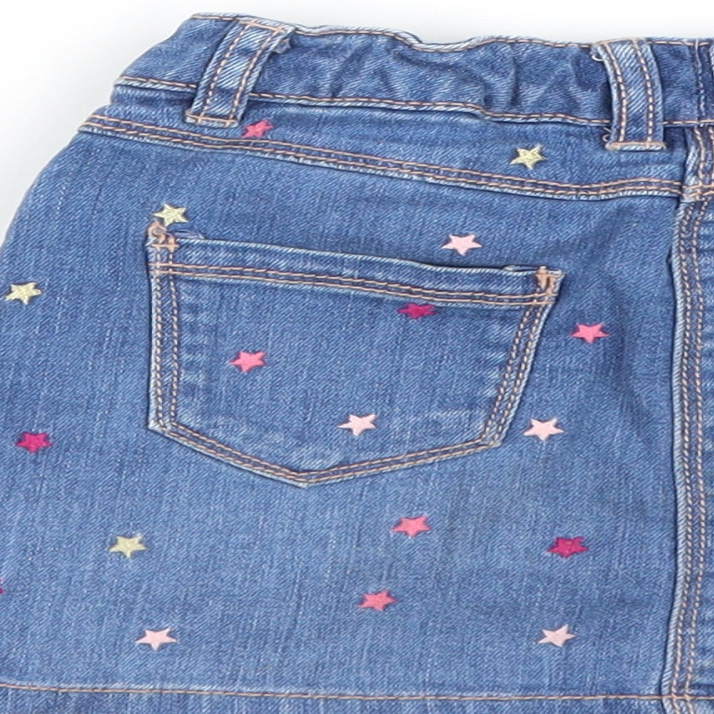 NEXT Girls Blue  Cotton Mini Skirt Size 7 Years  Regular Zip - Star Print