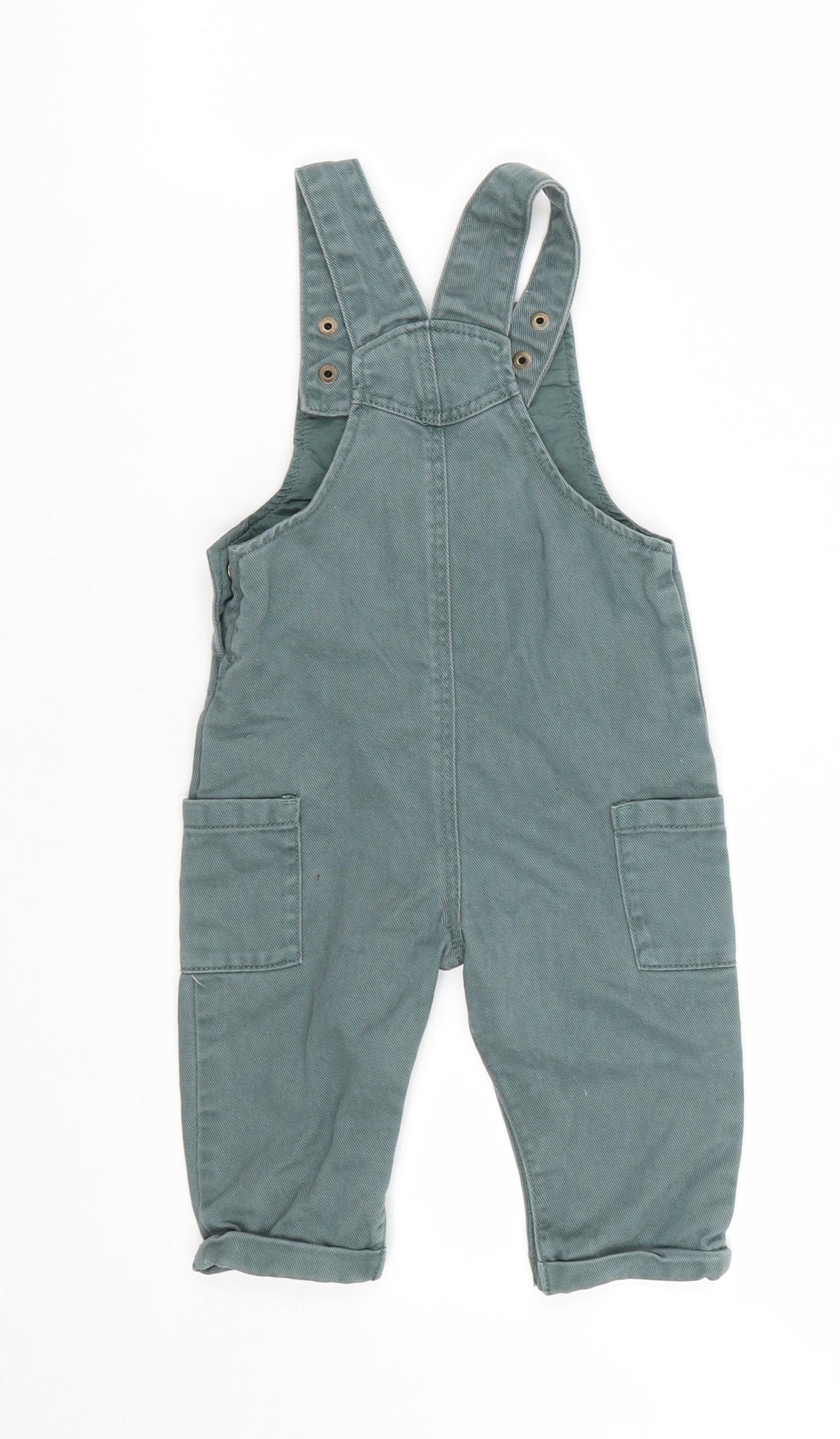 Marks and Spencer Baby Green  Cotton Dungaree One-Piece Size 9-12 Months  Button