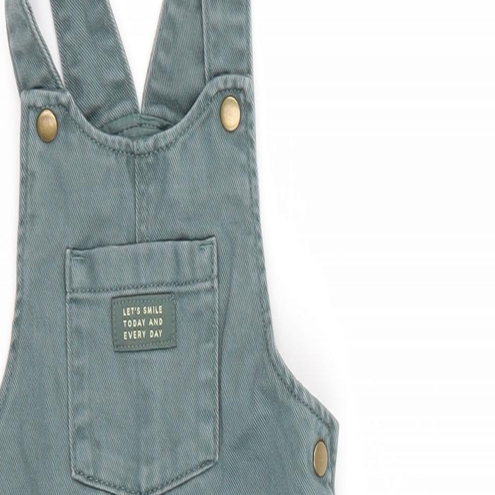 Marks and Spencer Baby Green  Cotton Dungaree One-Piece Size 9-12 Months  Button