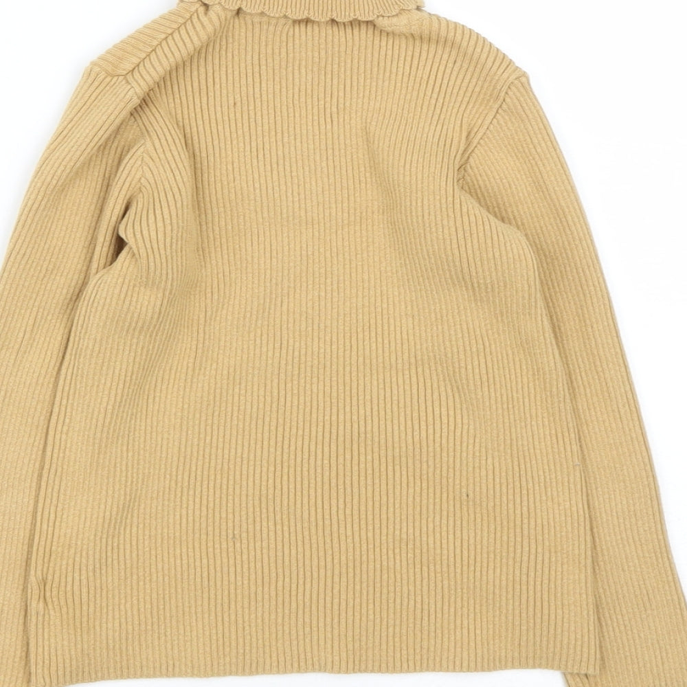 Nutmeg Girls Brown Roll Neck  Cotton Pullover Jumper Size 7-8 Years