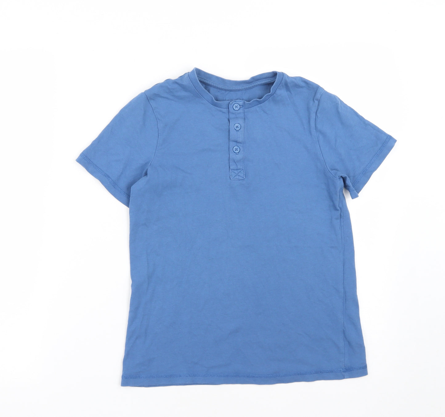 George Boys Blue  Cotton Basic T-Shirt Size 11-12 Years Round Neck Buckle