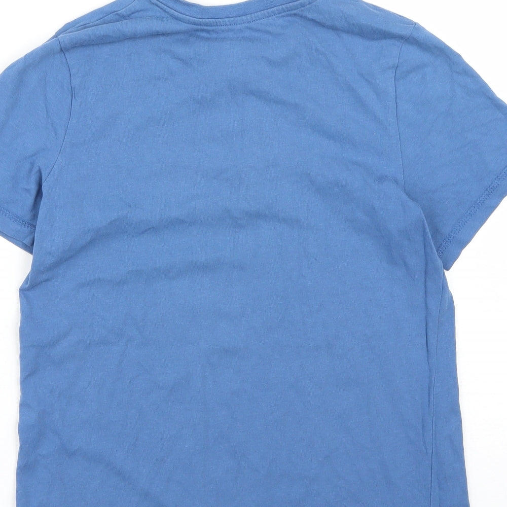 George Boys Blue  Cotton Basic T-Shirt Size 11-12 Years Round Neck Buckle