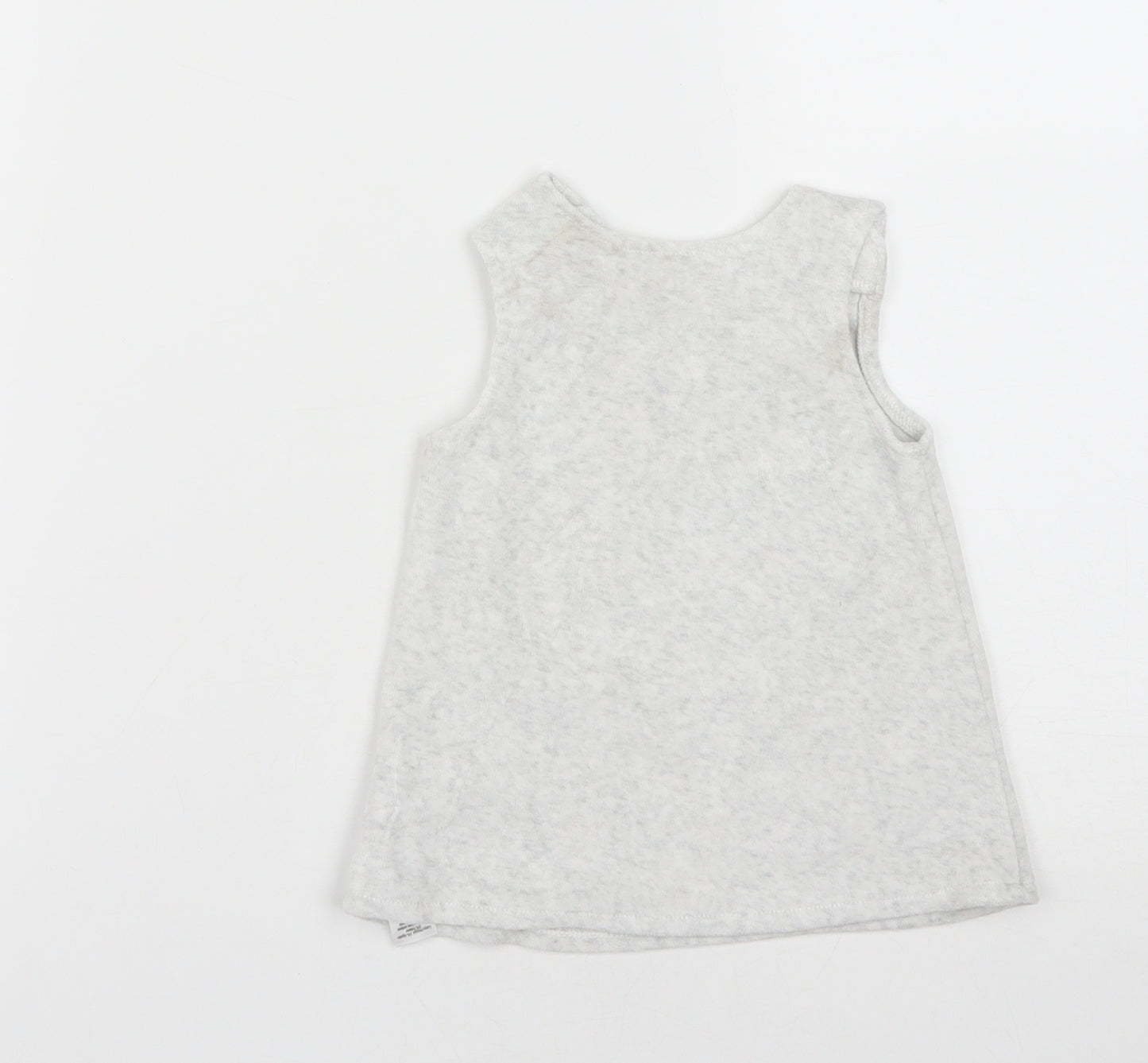 Disney Baby Girls Grey  Cotton Pinafore/Dungaree Dress  Size 3-6 Months  Round Neck Button - Minnie Mouse