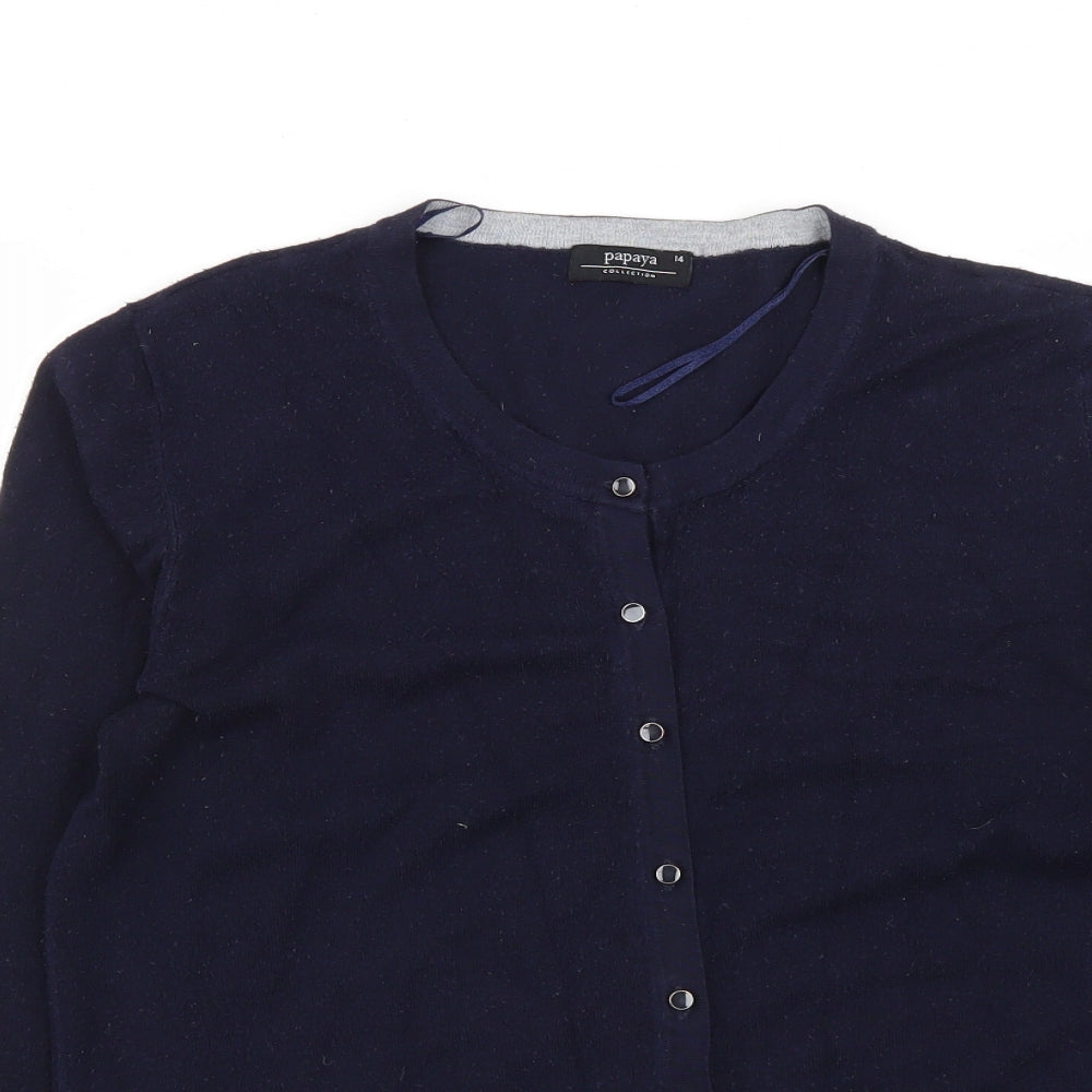Matalan Womens Blue Round Neck  Viscose Cardigan Jumper Size 14