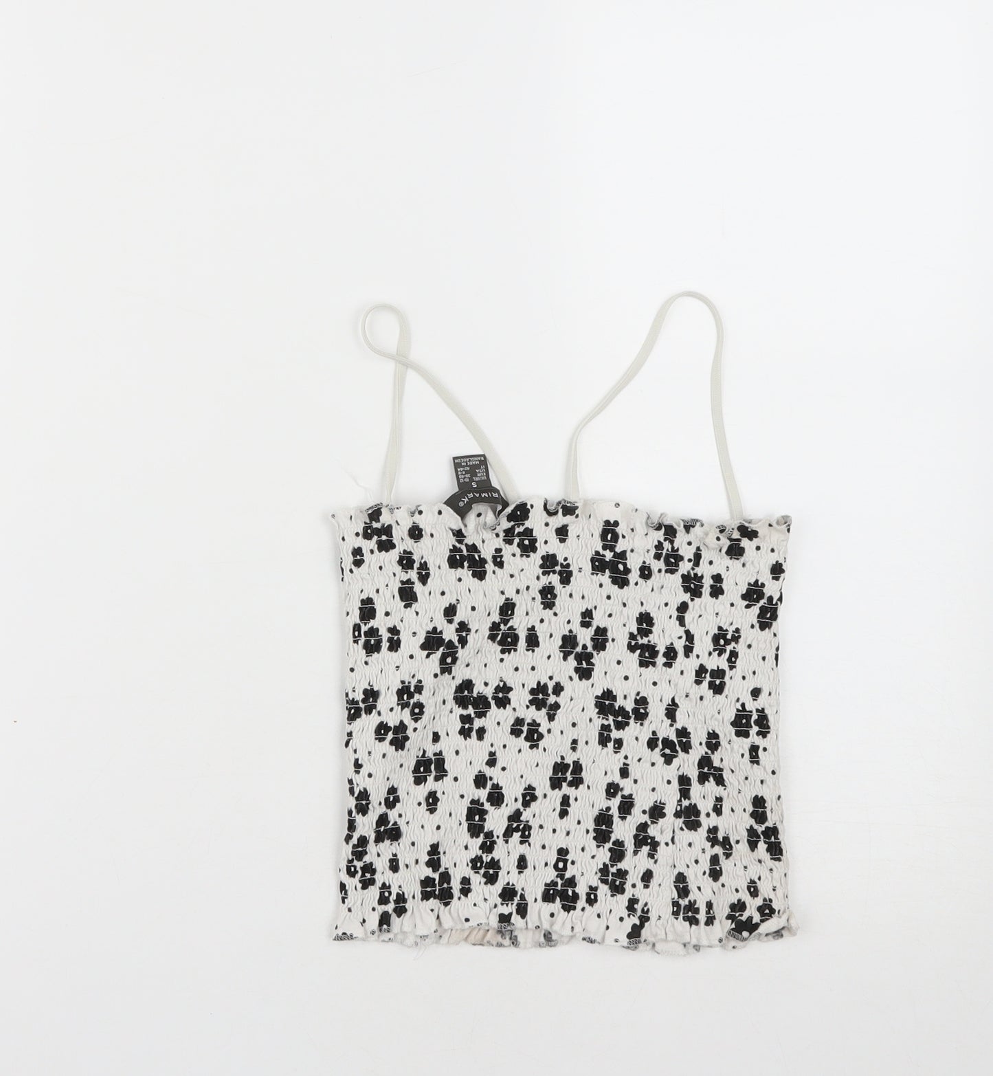 Primark Womens White Geometric Cotton Cropped Tank Size S Square Neck - Size 10-12