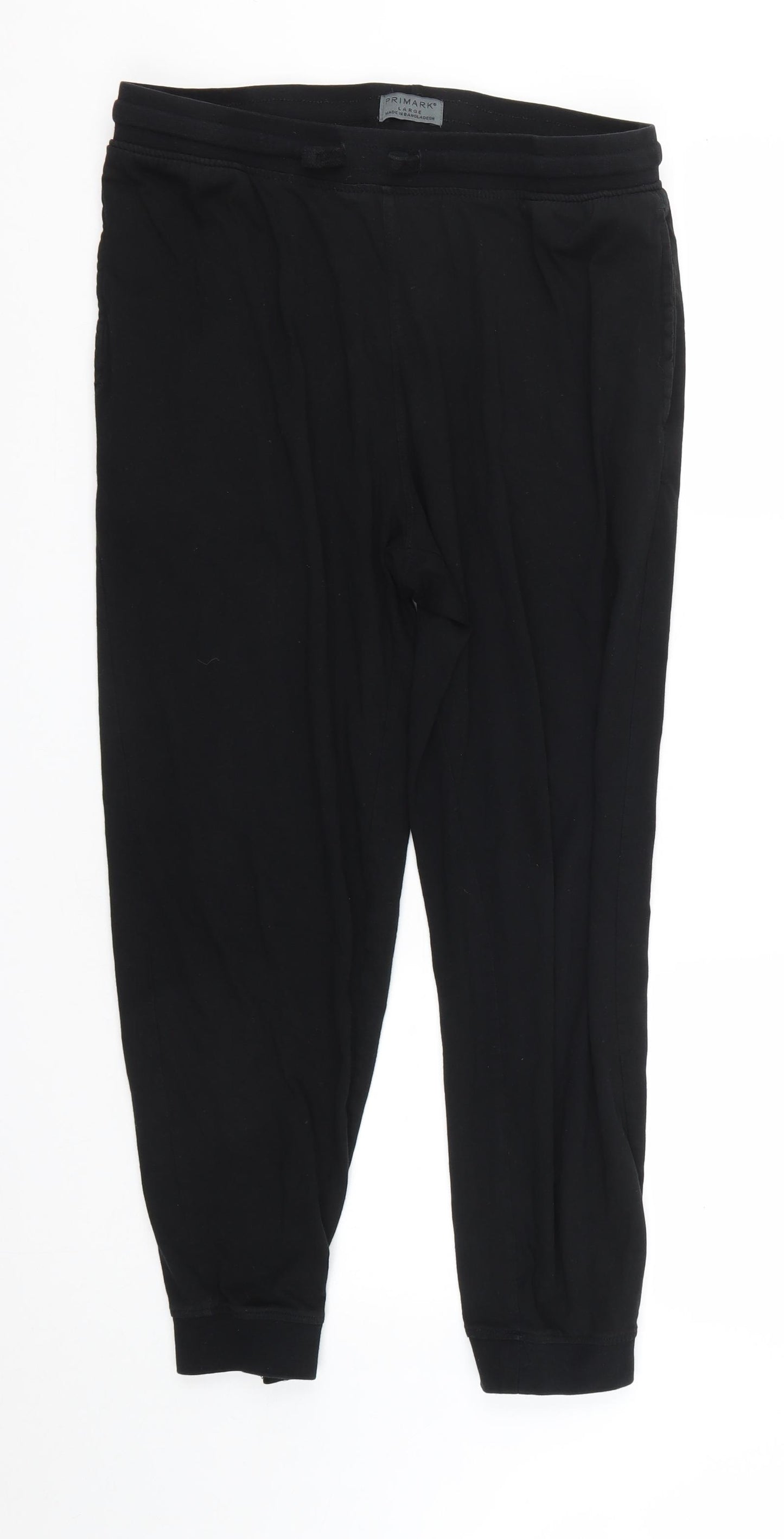 Primark Mens Black  Cotton Jogger Trousers Size L L27 in Regular Drawstring