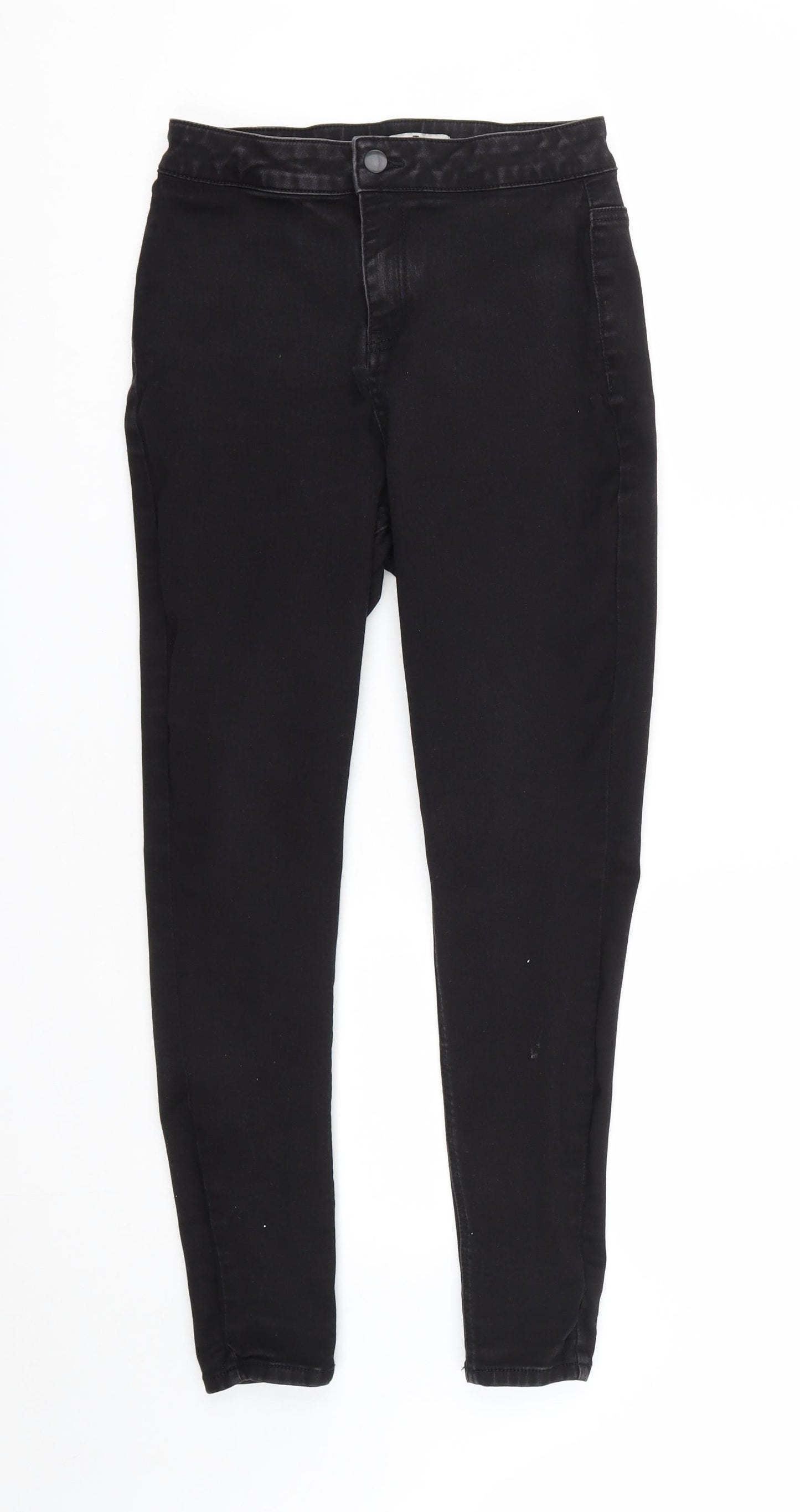 TU Womens Black  Cotton Straight Jeans Size 12 L27 in Regular Zip