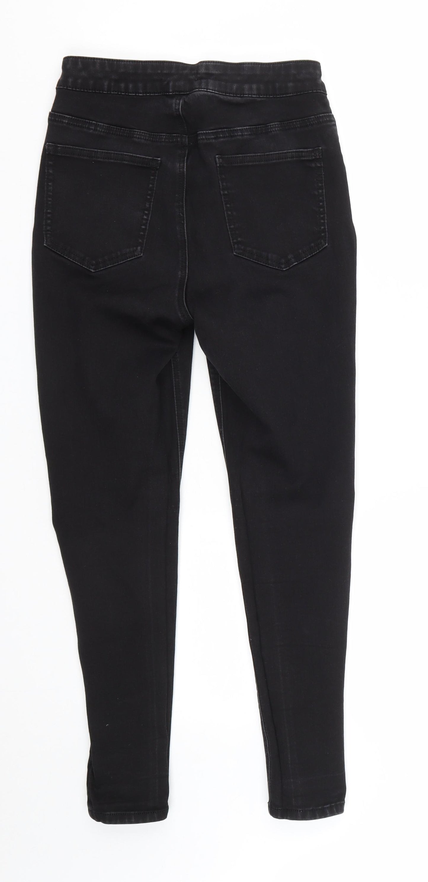 TU Womens Black  Cotton Straight Jeans Size 12 L27 in Regular Zip
