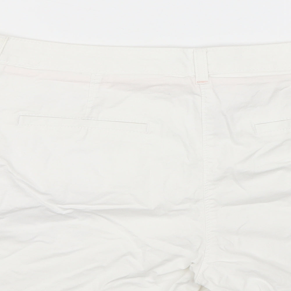 NEXT Womens White  Cotton Chino Shorts Size 14 L5 in Regular Zip