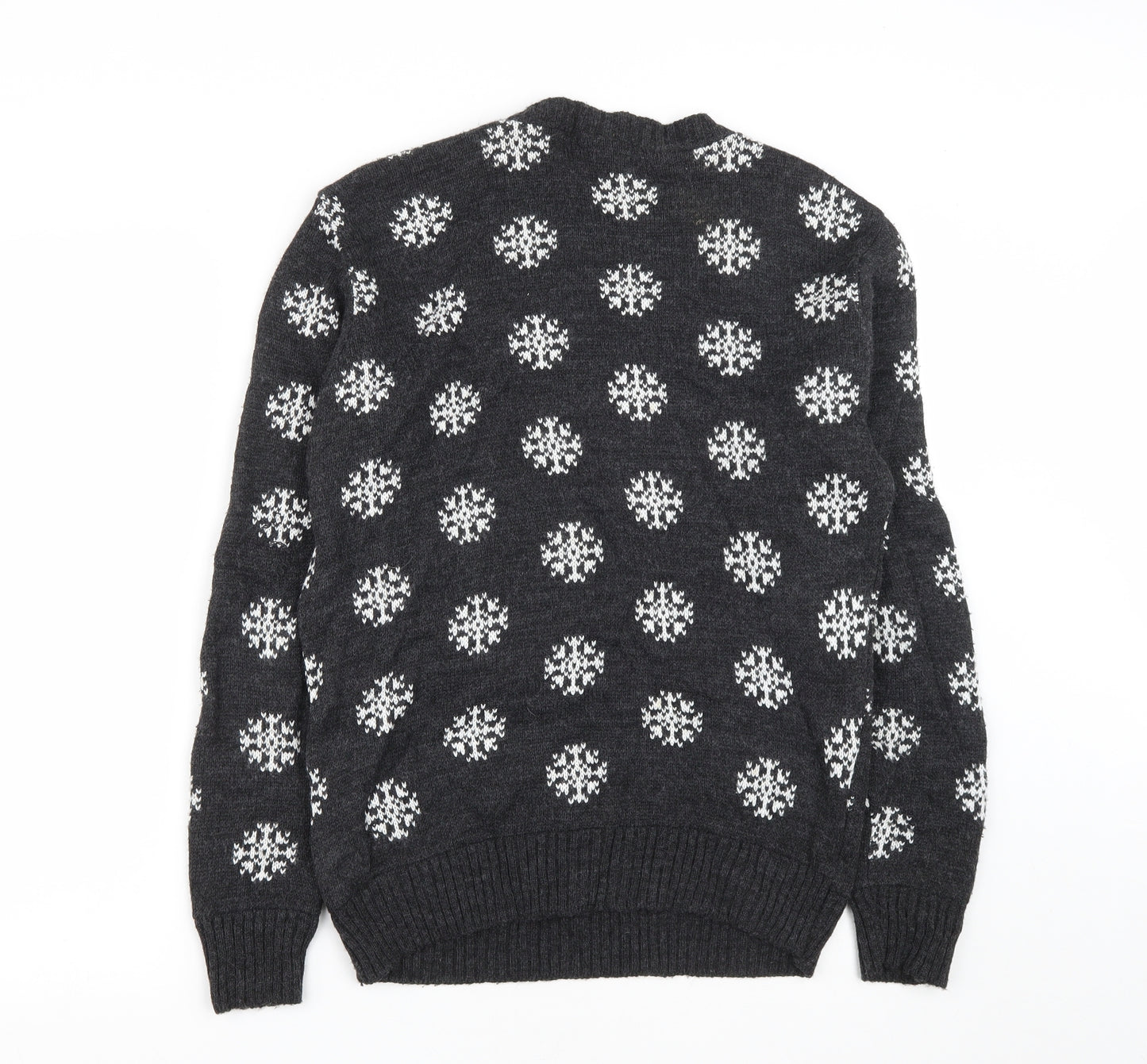 Brave Soul Mens Black Round Neck  Acrylic Pullover Jumper Size L   - Christmas Rudolph Reindeer