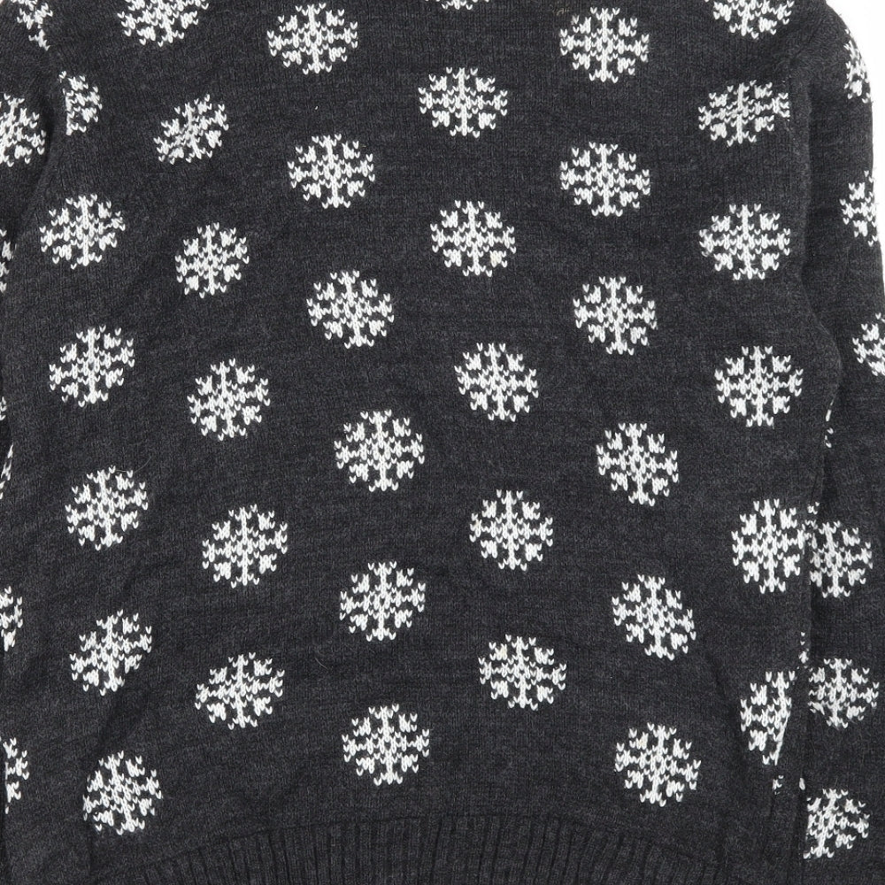 Brave Soul Mens Black Round Neck  Acrylic Pullover Jumper Size L   - Christmas Rudolph Reindeer