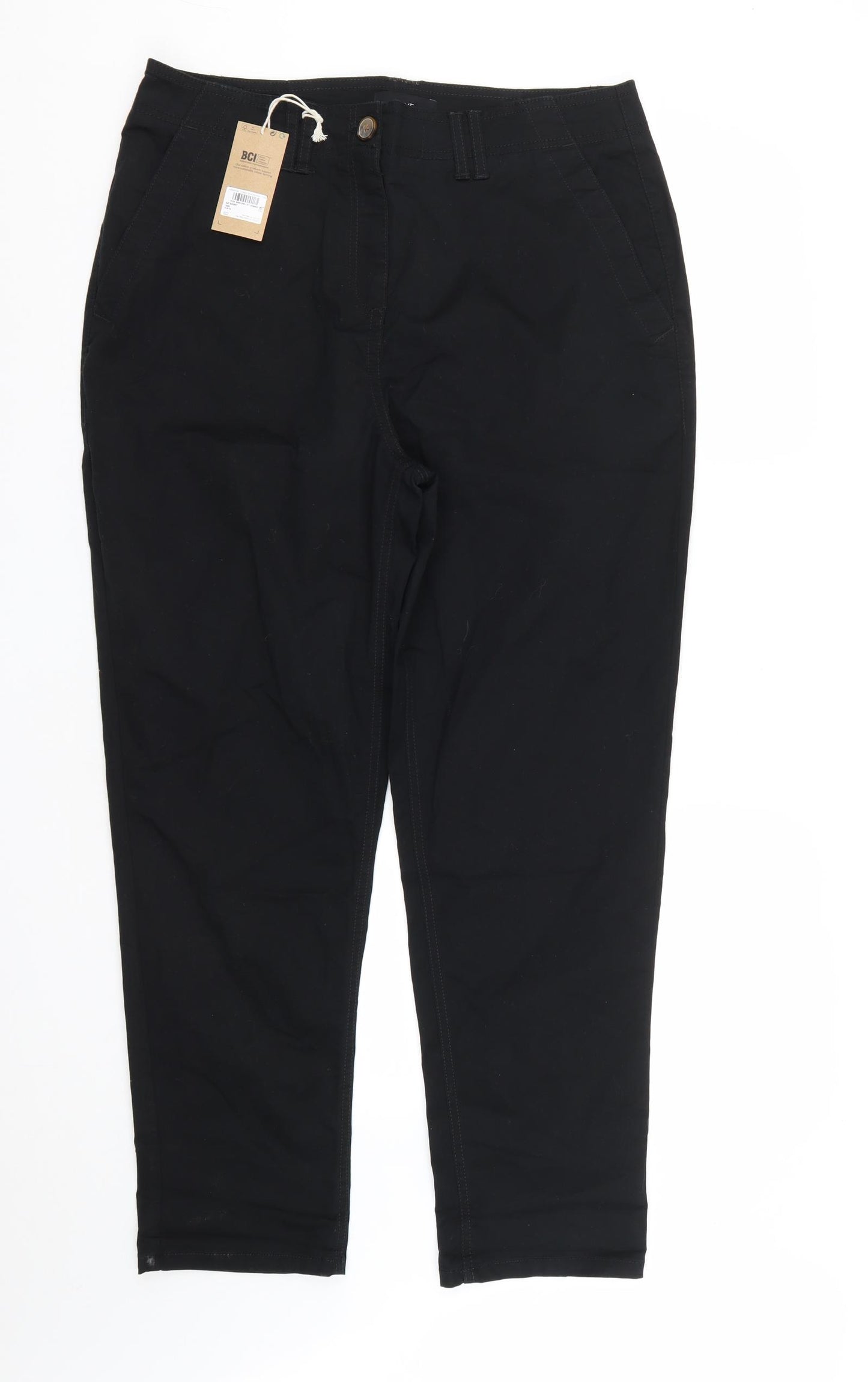NEXT Womens Black  Cotton Straight Jeans Size 16 L28 in Regular Zip