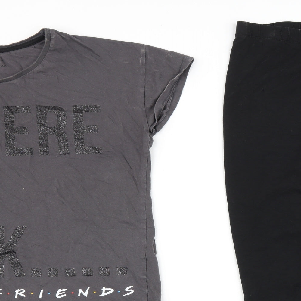 Friends Womens Black Solid Polyester Top Pyjama Set Size M  Drawstring - Size M/L