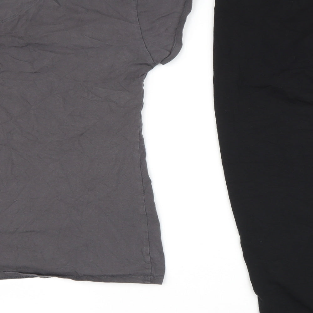 Friends Womens Black Solid Polyester Top Pyjama Set Size M  Drawstring - Size M/L