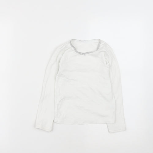 Dunnes Stores Girls White  Cotton Basic Casual Size 5-6 Years Round Neck