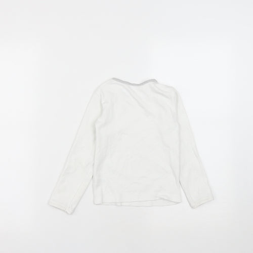 Dunnes Stores Girls White  Cotton Basic Casual Size 5-6 Years Round Neck