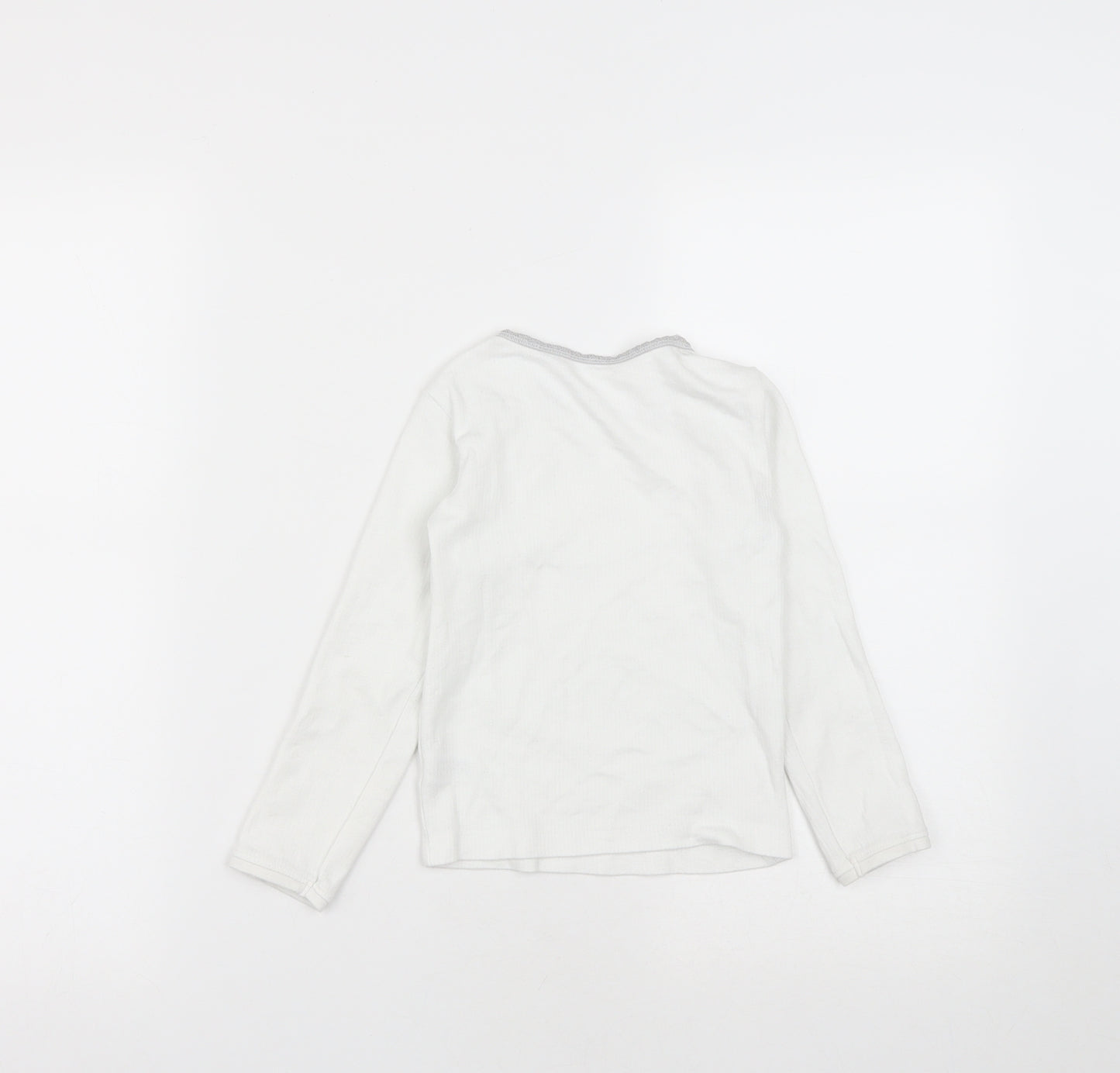 Dunnes Stores Girls White  Cotton Basic Casual Size 5-6 Years Round Neck
