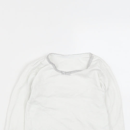 Dunnes Stores Girls White  Cotton Basic Casual Size 5-6 Years Round Neck