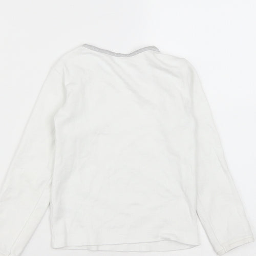 Dunnes Stores Girls White  Cotton Basic Casual Size 5-6 Years Round Neck