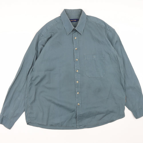 James Cowan Mens Green  Cotton  Button-Up Size L Collared Button