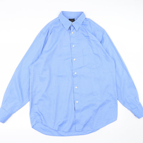Hyphen Mens Blue  Polyester  Button-Up Size 16.5 Collared Button