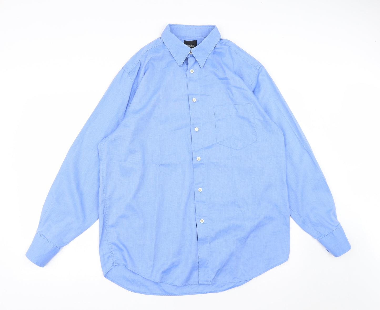 Hyphen Mens Blue  Polyester  Button-Up Size 16.5 Collared Button