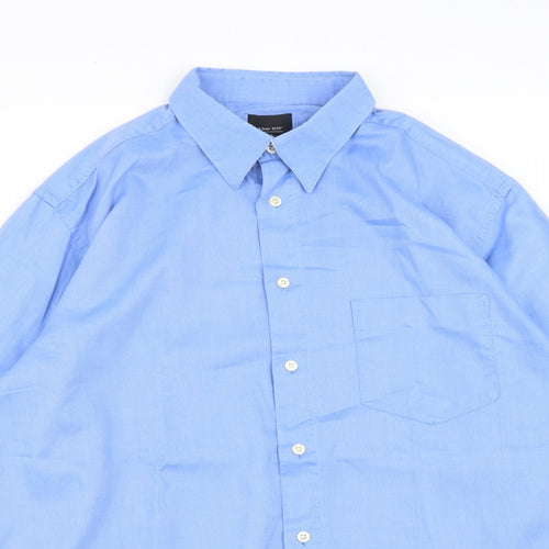 Hyphen Mens Blue  Polyester  Button-Up Size 16.5 Collared Button