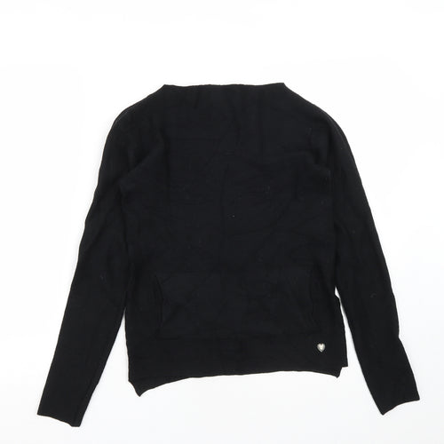 Alfa Womens Black Round Neck  Viscose Pullover Jumper Size S