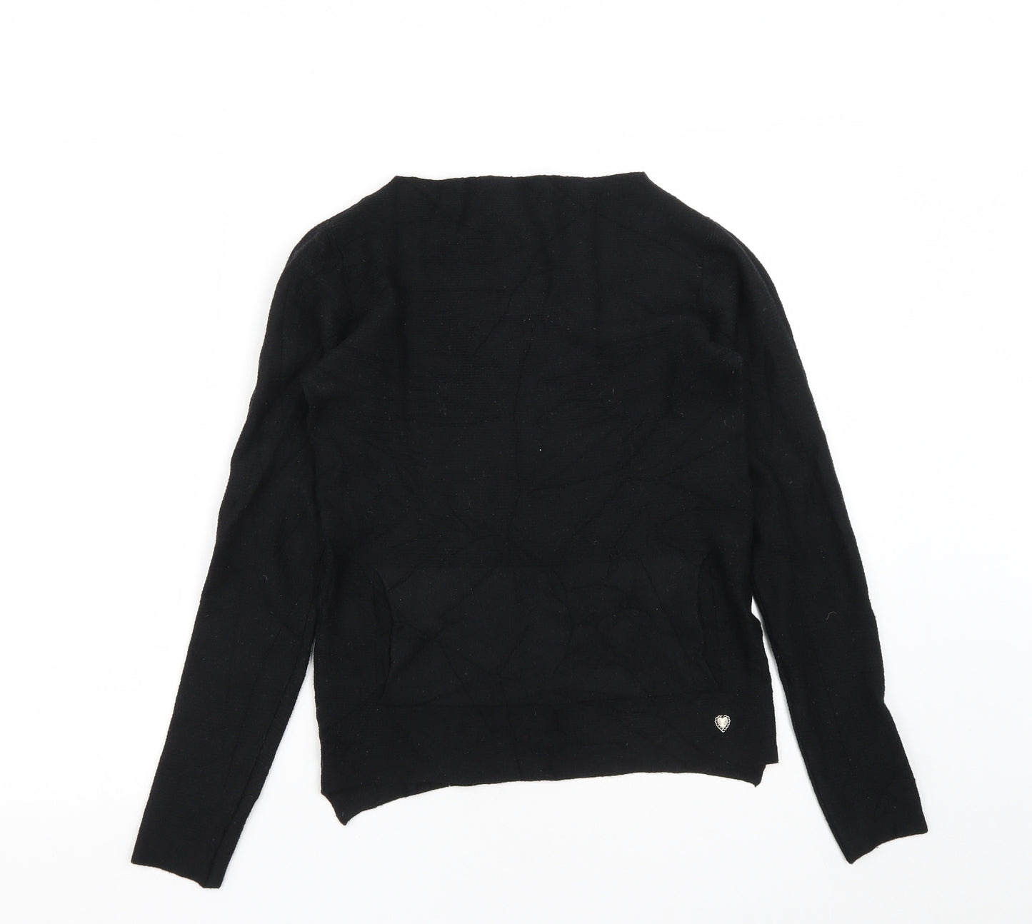 Alfa Womens Black Round Neck  Viscose Pullover Jumper Size S