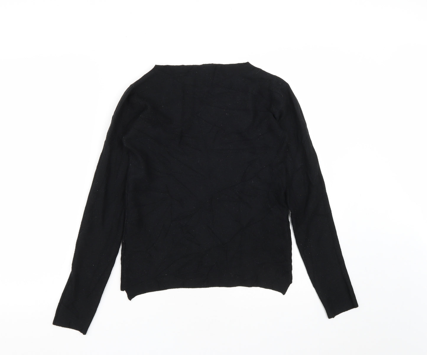 Alfa Womens Black Round Neck  Viscose Pullover Jumper Size S
