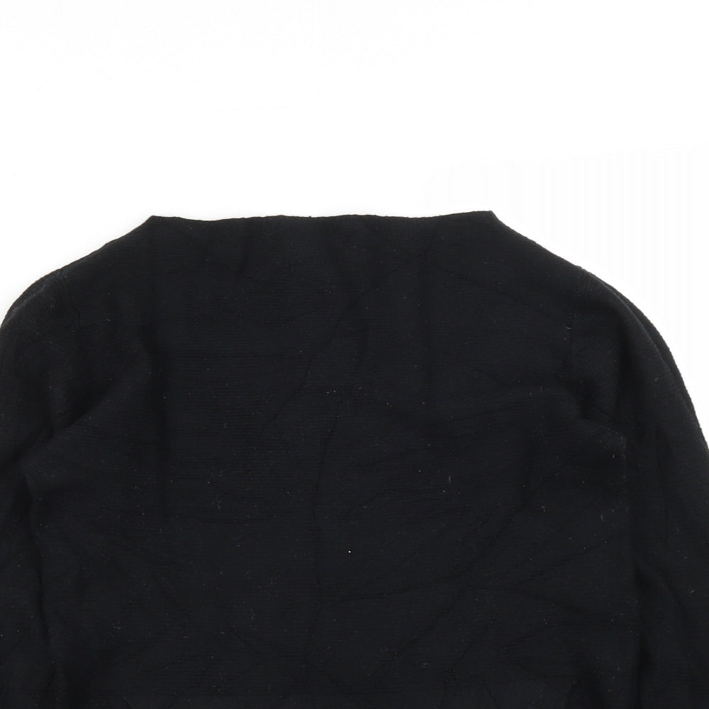 Alfa Womens Black Round Neck  Viscose Pullover Jumper Size S