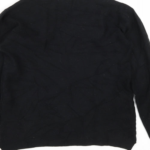 Alfa Womens Black Round Neck  Viscose Pullover Jumper Size S