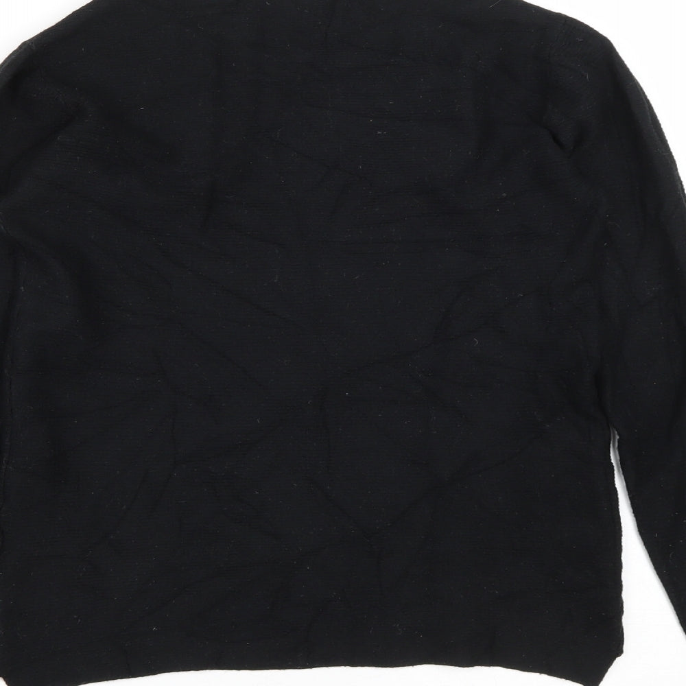 Alfa Womens Black Round Neck  Viscose Pullover Jumper Size S