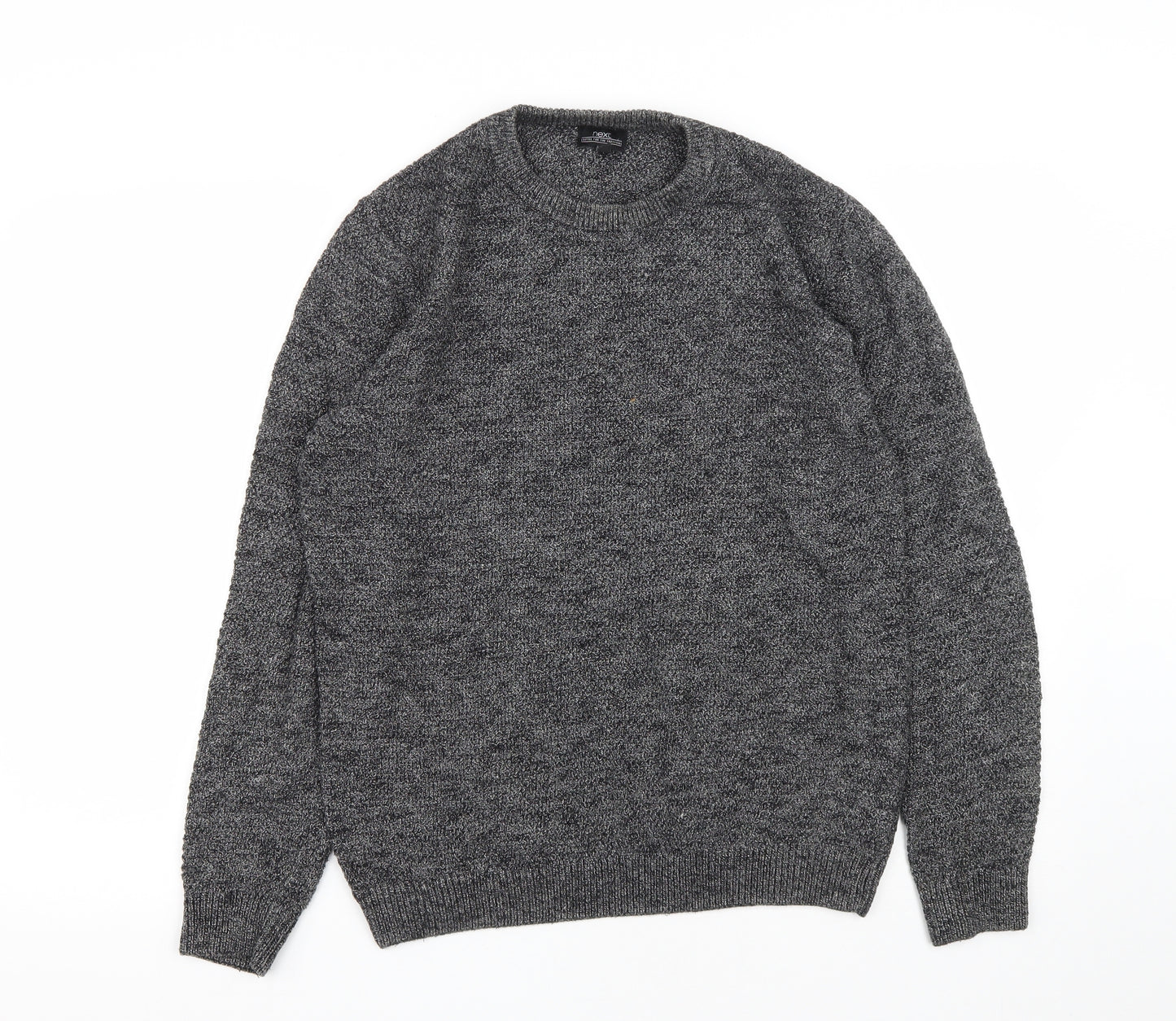 NEXT Mens Black Round Neck  Cotton Pullover Jumper Size M