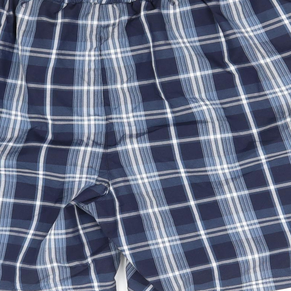 Slazenger Mens Blue Plaid Polyester Sweat Shorts Size XL L9 in Regular Drawstring